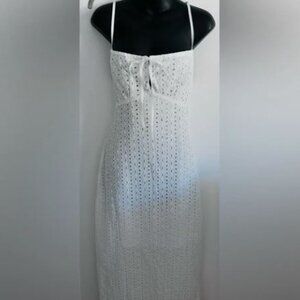 Commense White Eyelet Midi Dress